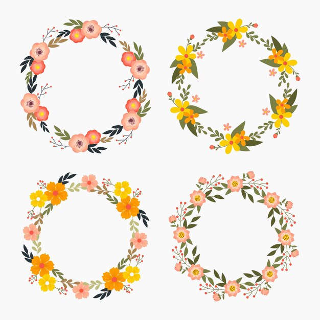 Flat floral wreaths collection