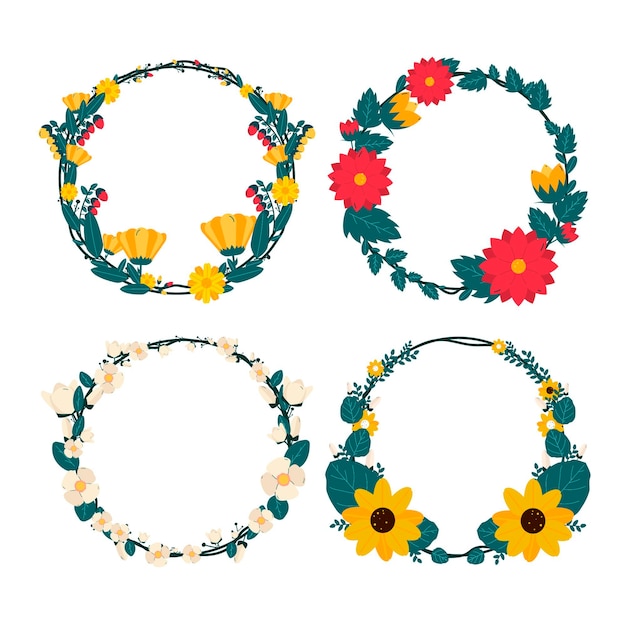 Flat floral wreaths collection