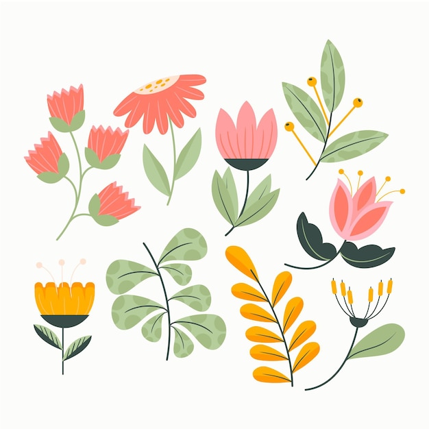 Free Vector flat flower collection