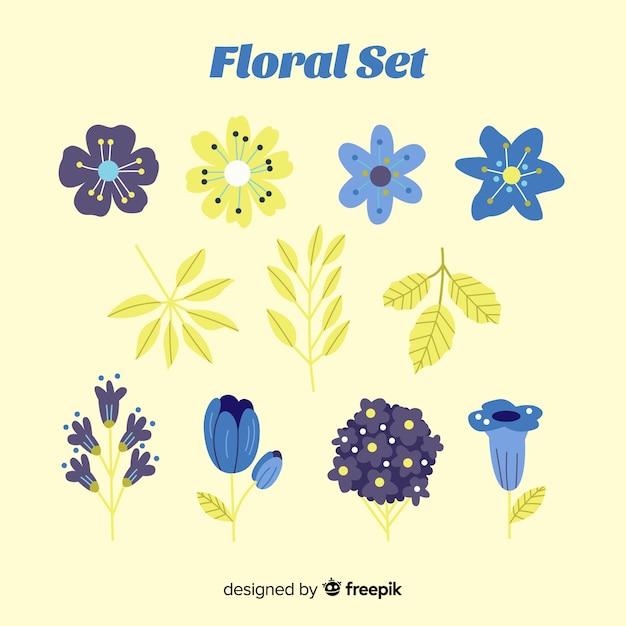 Flat flower and leaf collection