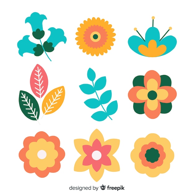 Flat flower and leaf collection