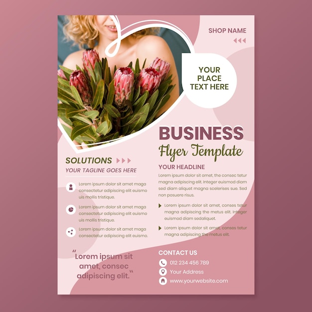 Flat flower shop a5 flyer template