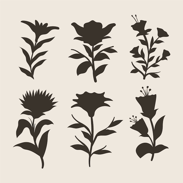 Free Vector flat flower silhouettes collection