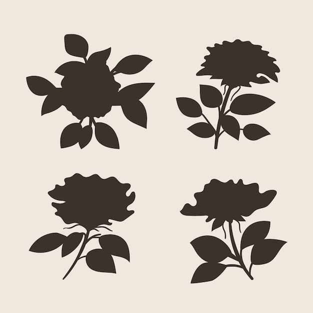 Free vector flat flower silhouettes collection