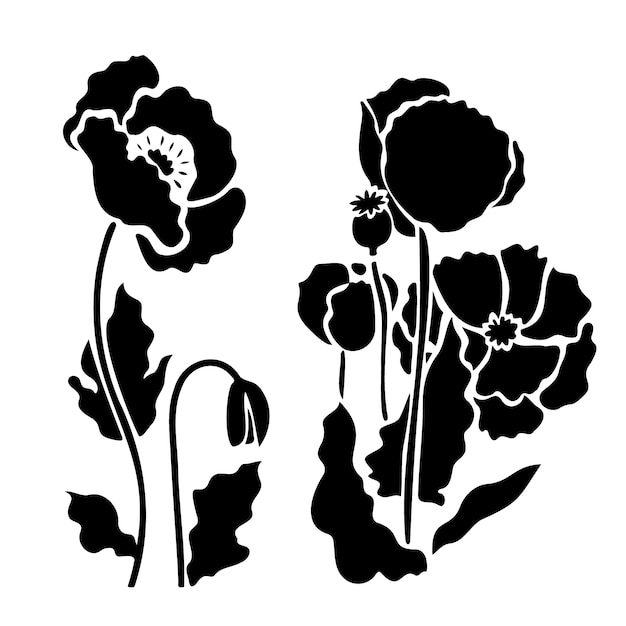 Free vector flat flower silhouettes collection