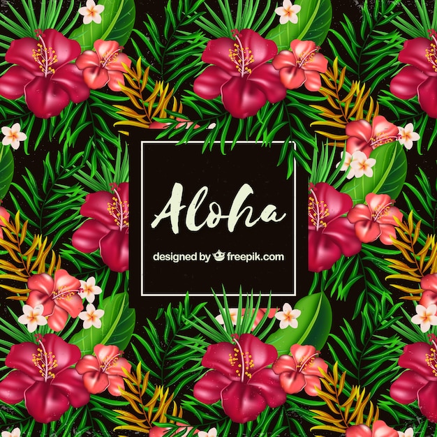 Free Vector flat flowers aloha background