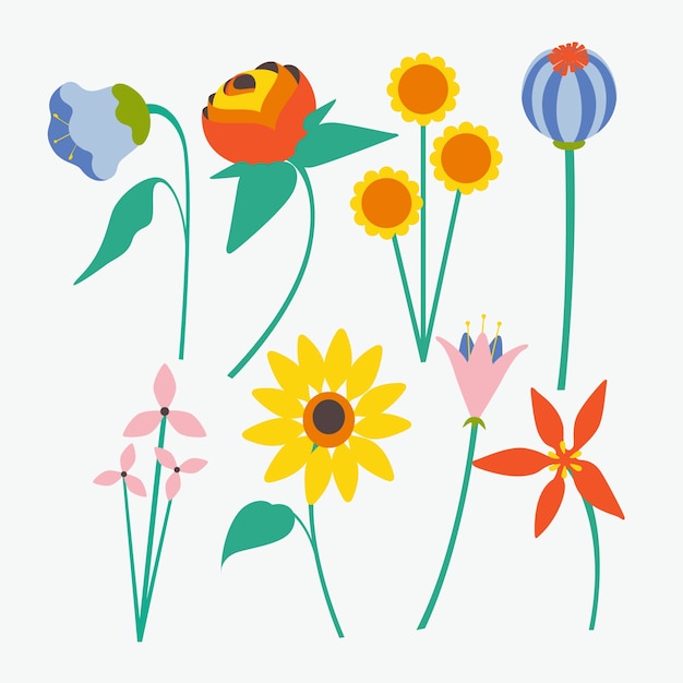 Free Vector flat flowers collection