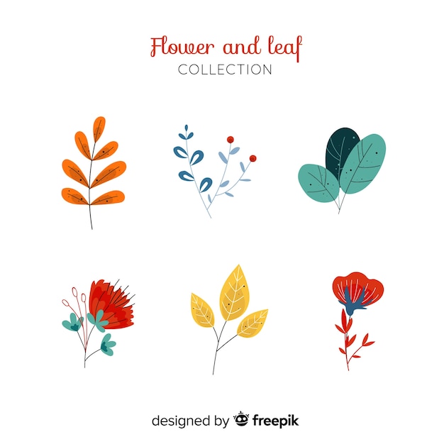 Free Vector flat flowers and leaves