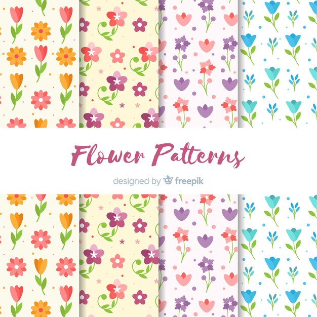 Flat flowers pattern collection