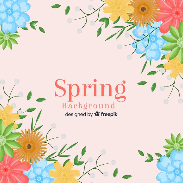 Flat flowers spring background