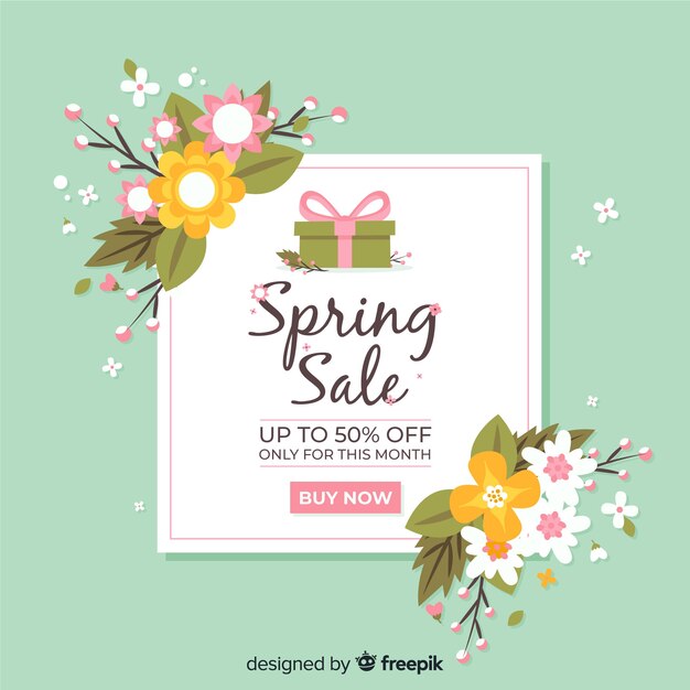 Flat flowers spring sale background