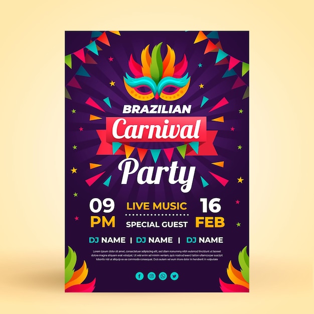 Flat flyer template brazilian carnival