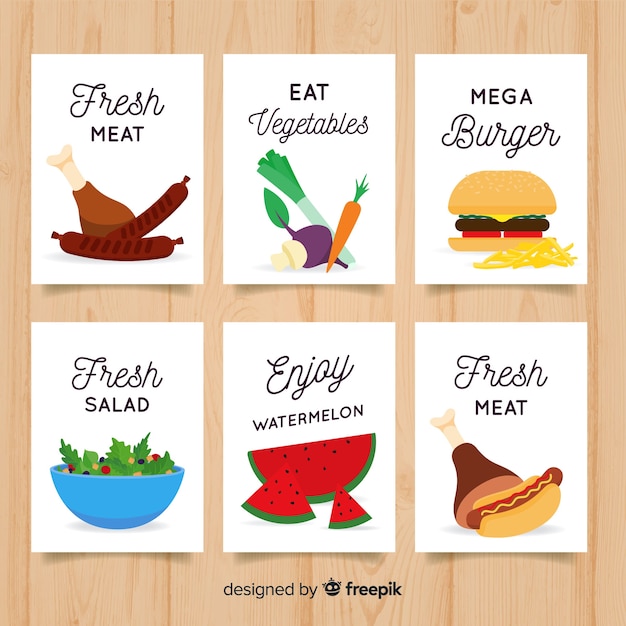 Free Vector flat food card collection