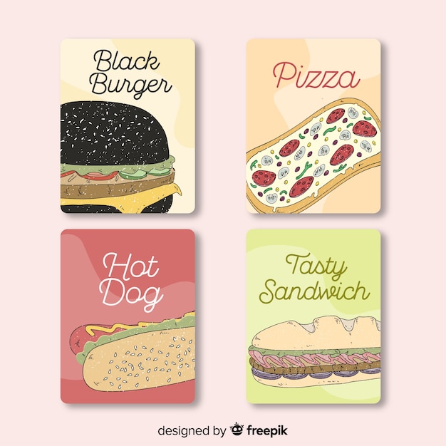 Free Vector flat food card collection