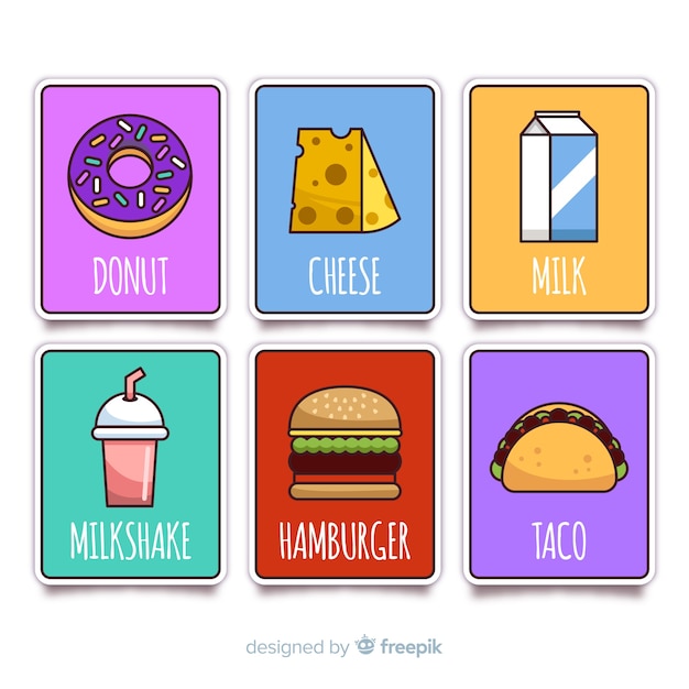 Free Vector flat food card collection