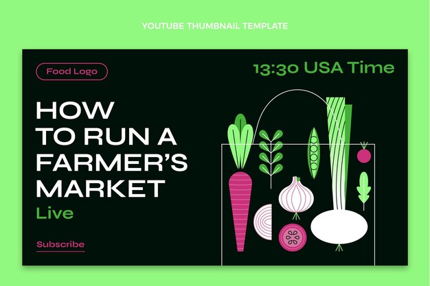 Flat food design template youtube thumbnail