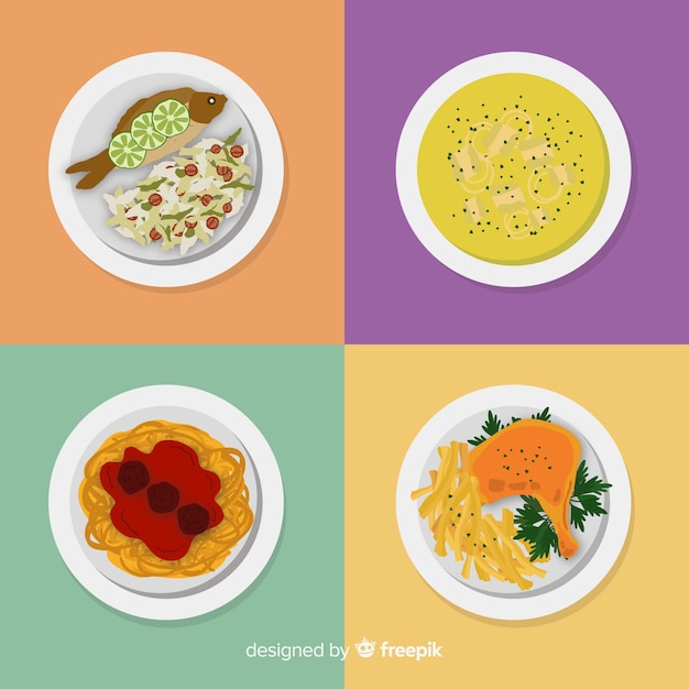 Free Vector flat food dish collection