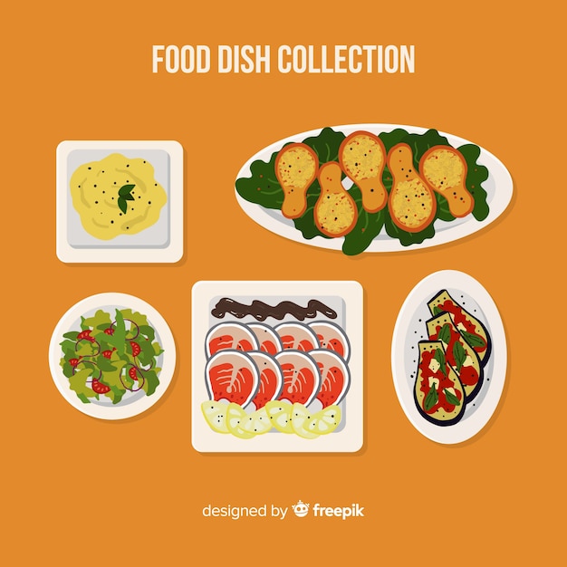 Free Vector flat food dish collection