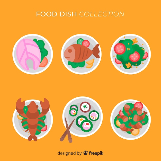 Free Vector flat food dish collection