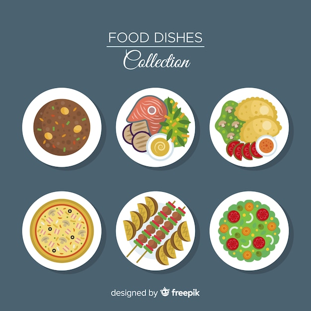 Free Vector flat food dishes set