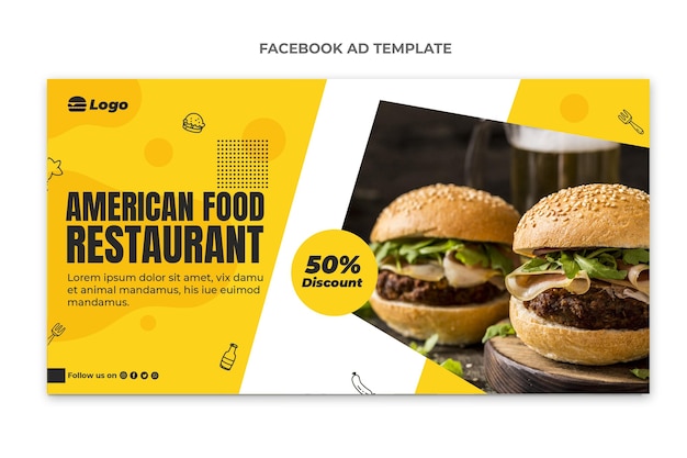 Free Vector flat food facebook template