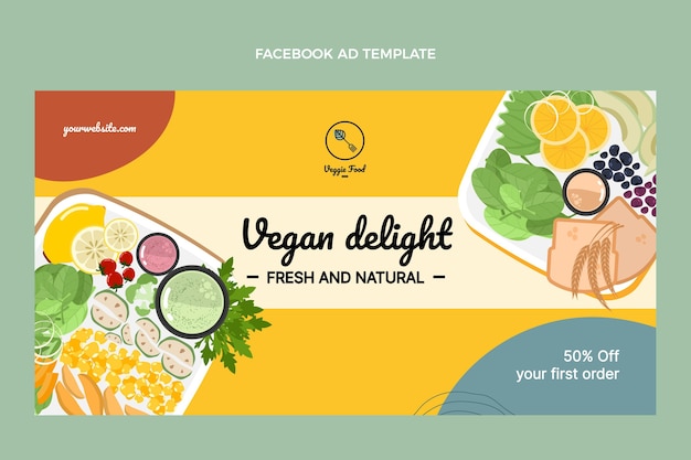 Flat food facebook template