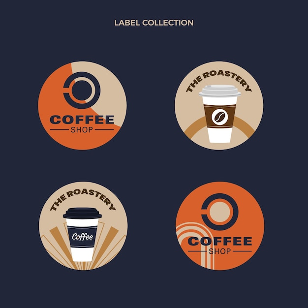 Free vector flat food labels collection