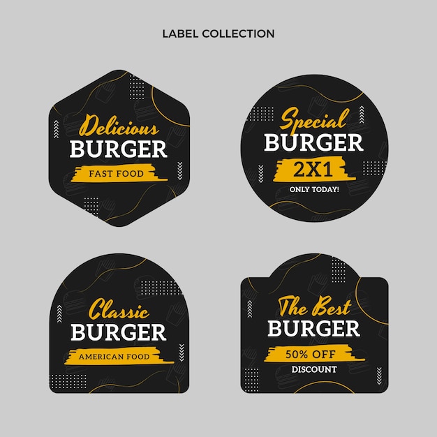 Free Vector flat food labels collection