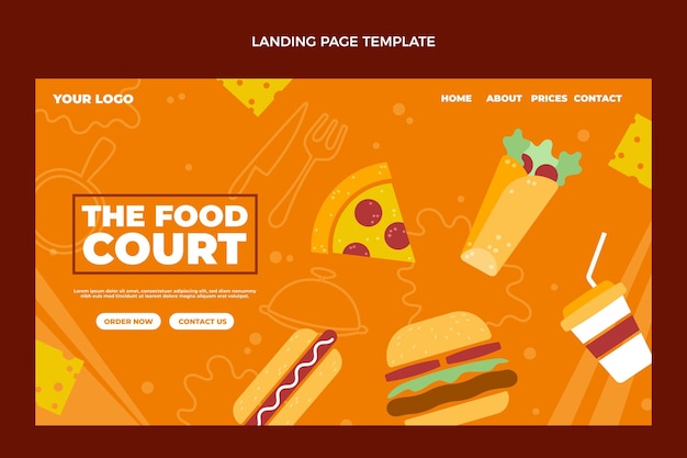 Flat food landing page design