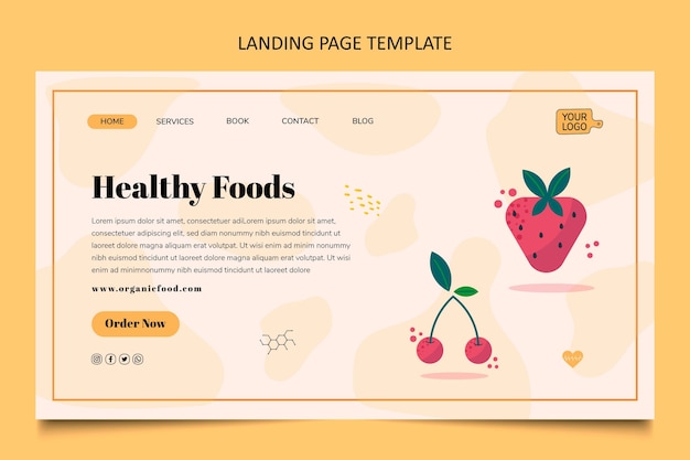 Flat food landing page template