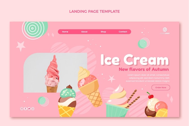 Flat food landing page template