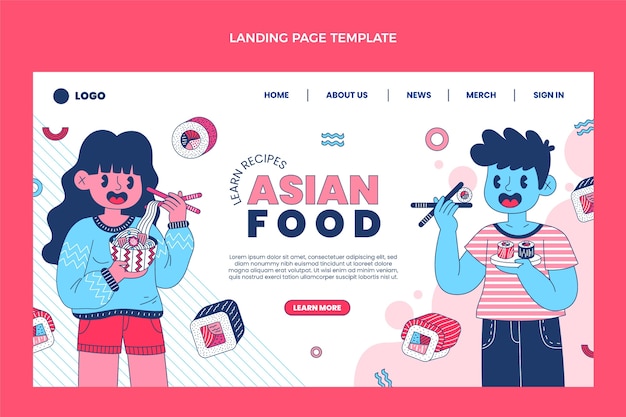 Flat food landing page