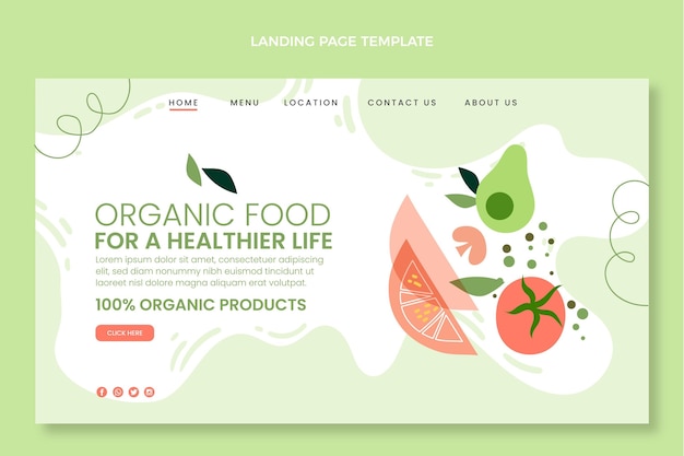 Flat food landing page