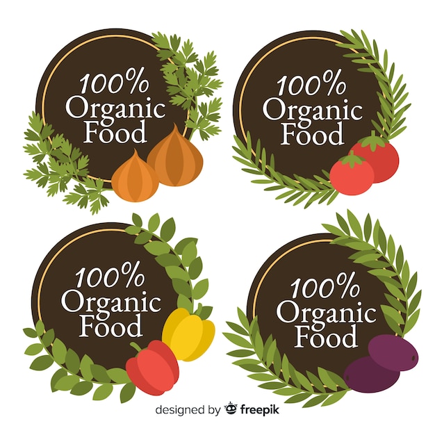 Free Vector flat food organic labels