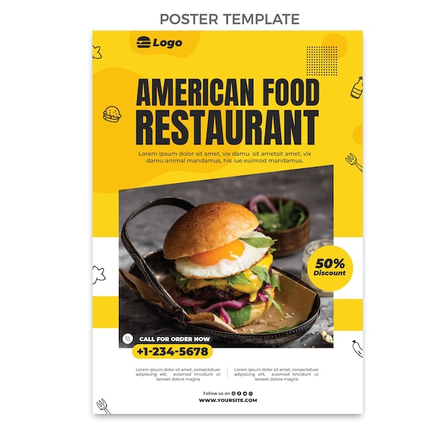 Flat food poster template