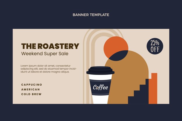 Flat food sale horizontal banner template