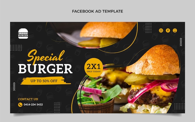 Free Vector flat food social media promo template