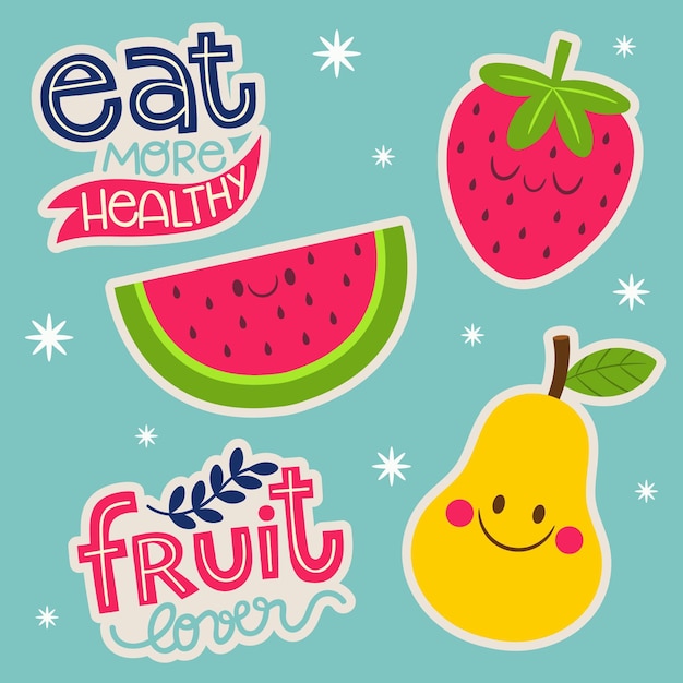 Flat food stickers collection