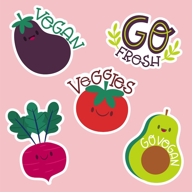 Flat food stickers collection