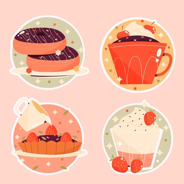 Flat food stickers collection