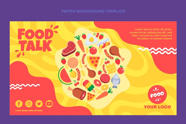 Flat food twitch background