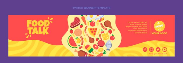 Flat food twitch banner