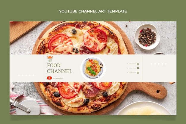 Flat food youtube channel art template