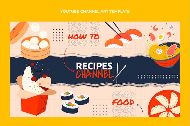 Flat food youtube channel art