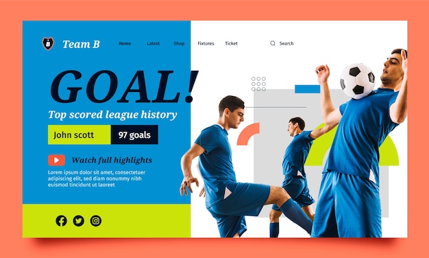 Free Vector flat  football landing page template