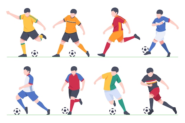 Free Vector flat football players collection