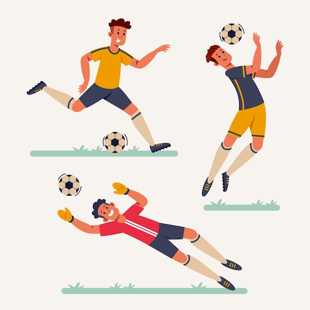 Flat football players illustration