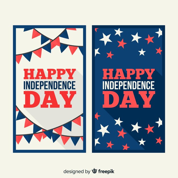 Flat fourth of july banners