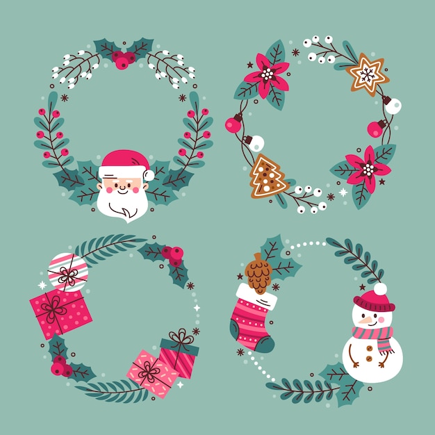 Free Vector flat frame template for christmas season celebration