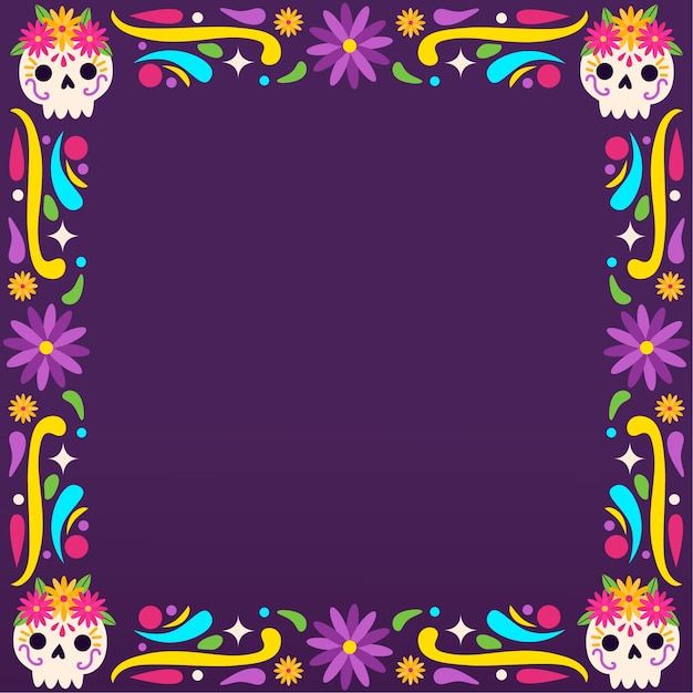 Free Vector flat frame template for dia de muertos celebration